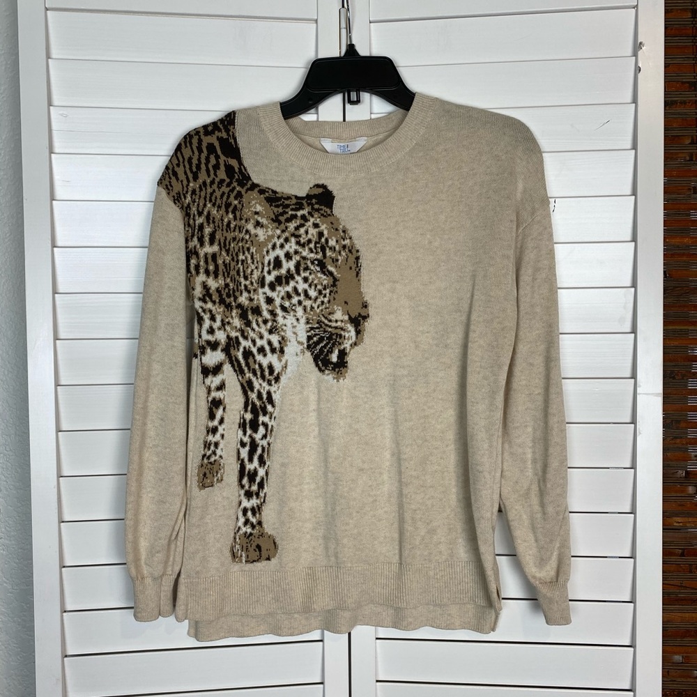 Leopard wrap around Time and TRU sweater top